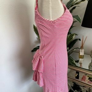 Perfect summer dress! Hot pink and white Betsey Johnson striped dress